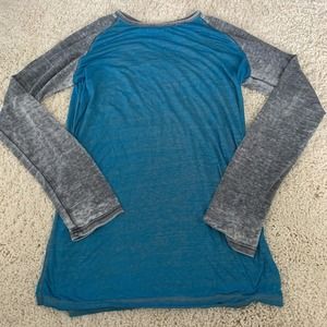 Buckle Black Mens Blue & Grey Burnout Long Sleeve T-Shirt Standard Fit XXL